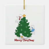 聖降誕祭のお目出度うシロクマ セラミックオーナメント (裏面)