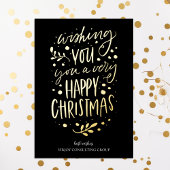 聖降誕祭のお目出度うブラック金ゴールド 箔シーズンカード