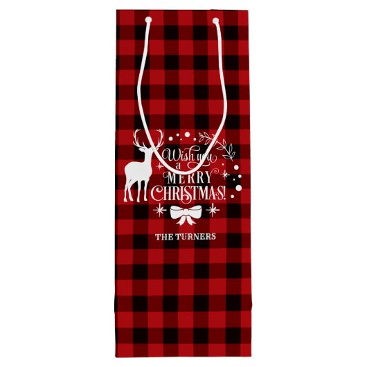 聖降誕祭のお祝いに赤い水牛のモノグラム ワインギフトバッグ (裏面)