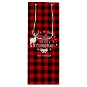 聖降誕祭のお祝いに赤い水牛のモノグラム ワインギフトバッグ (正面)