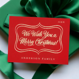 聖降誕祭のお祝いの金ゴールドクラシックの枠 シーズンポストカード