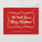 聖降誕祭のお祝いの金ゴールドクラシックの枠 シーズンポストカード (正面)