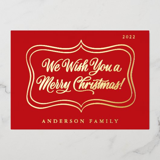 聖降誕祭のお祝いの金ゴールドクラシックの枠 箔シーズンカード (正面)