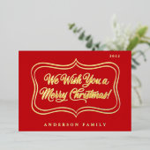 聖降誕祭のお祝いの金ゴールドクラシックの枠 箔シーズンカード (立ち正面)