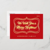 聖降誕祭のお祝いの金ゴールドクラシックの枠 箔シーズンポストカード (正面/裏面)