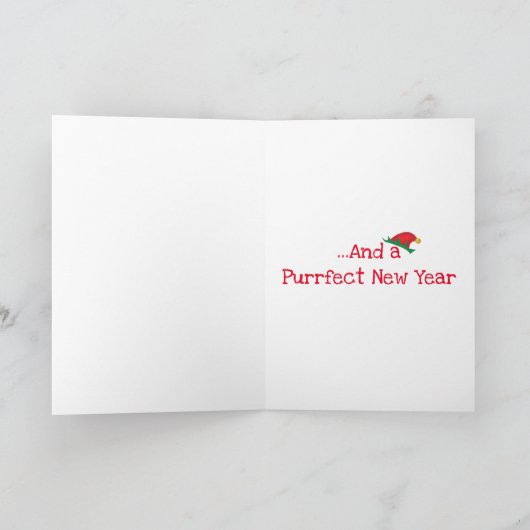 聖降誕祭のお祝いを願う黒い子猫 カード (内部)