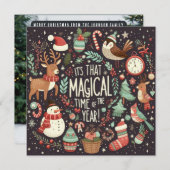 聖降誕祭のお祝いサンタの森 シーズンカード (正面/裏面)