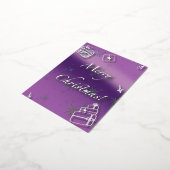 聖降誕祭のお祝い品と銀糸の玉金 箔シーズンポストカード (回転した状態)