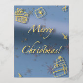 聖降誕祭のお祝い金の糸で金貨と金貨 箔シーズンポストカード (正面)