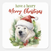 聖降誕祭のお祭り騒ぎを楽しむおもしろい スクエアシール (正面)