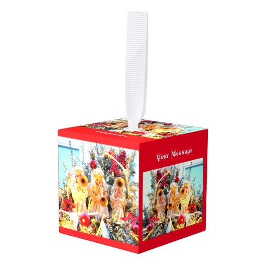 聖降誕祭のお祭り騒ぎ キューブオーナメント (正面アングル)