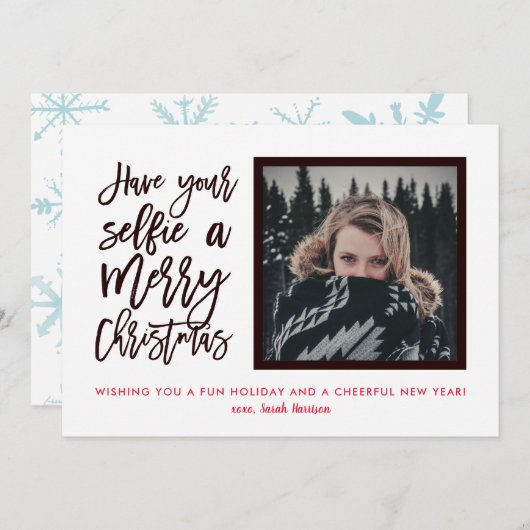 聖降誕祭のお笑い自撮りフレームを持って シーズンカード (正面/裏面)