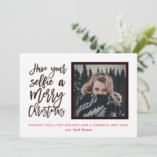 聖降誕祭のお笑い自撮りフレームを持って シーズンカード (スタンド正面)