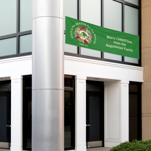 聖降誕祭のイエスがその理由だ 横断幕 (ビルの外側)