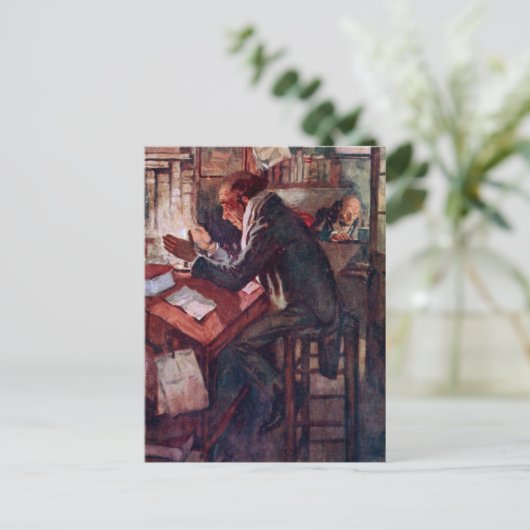 聖降誕祭のキャロル:クラチットとスクルージ ポストカード (スタンド正面)