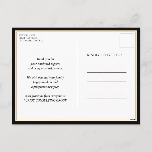 聖降誕祭のブラックスクリプトビジネスを楽しんで シーズンポストカード (裏面)