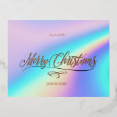 聖降誕祭のメリークリスマス書ホログラフィー 箔シーズンポストカード (正面)