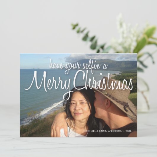 聖降誕祭のメリー・フォトカードを撮る:横 シーズンカード (スタンド正面)