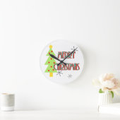 聖降誕祭の中世モダンの紅い青 ラウンド壁時計 (ホーム)