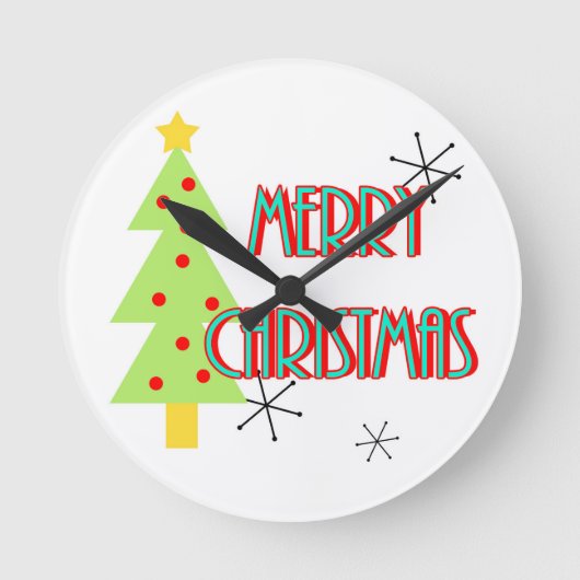 聖降誕祭の中世モダンの紅い青 ラウンド壁時計 (正面)