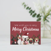 聖降誕祭の元気な子犬はがきを願って シーズンポストカード (スタンド正面)