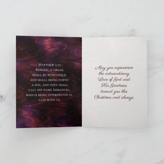 聖降誕祭の名イエス・バイブルの聖句マタイ1:23 シーズンカード (内部)