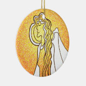 聖降誕祭の天使たちがイエスを迎える セラミックオーナメント (右)