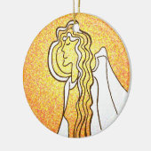 聖降誕祭の天使たちがイエスを迎える セラミックオーナメント (左)