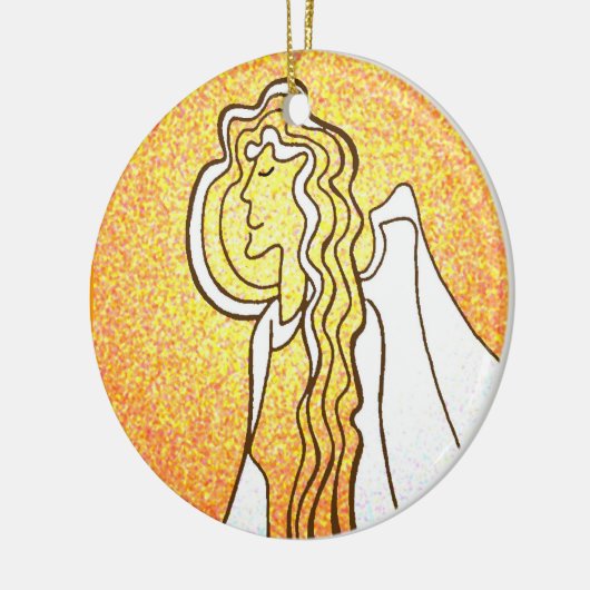 聖降誕祭の天使たちがイエスを迎える セラミックオーナメント (左)