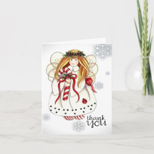 聖降誕祭の天使に感謝の気持ち サンキューカード (正面)