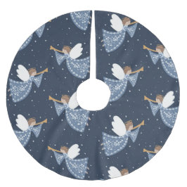 聖降誕祭の天使の地球の平和 ブラッシュドポリエステルツリースカート