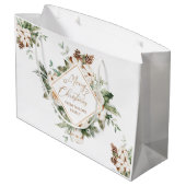 聖降誕祭の常緑幾何学模様 ラージペーパーバッグ (裏面アングル)