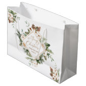 聖降誕祭の常緑幾何学模様 ラージペーパーバッグ (正面アングル)