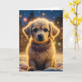 聖降誕祭の御霊が君の子犬と一緒にいられますように カード (黄色い花)