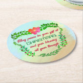 聖降誕祭の時に平和が贈られる ラウンドペーパーコースター (アングル)