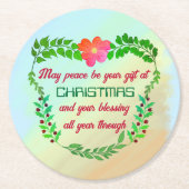 聖降誕祭の時に平和が贈られる ラウンドペーパーコースター (正面)
