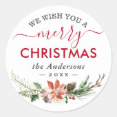 聖降誕祭の目出たいフローラ ラウンドシール (正面)