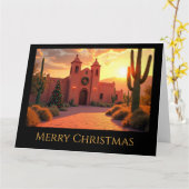 聖降誕祭の砂漠のカトリック教会 カード (黄色い花)