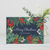 聖降誕祭の祝い言葉と緑の陽気な言葉 シーズンカード (スタンド正面)