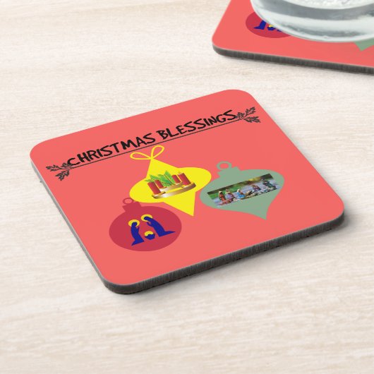 聖降誕祭の精神トリオ宗教オーナメント コースター (左側)