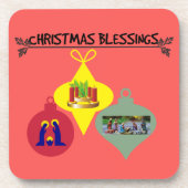 聖降誕祭の精神トリオ宗教オーナメント コースター (正面)