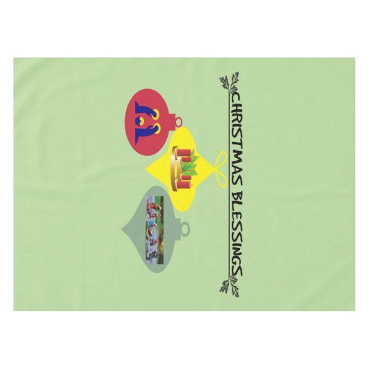 聖降誕祭の精神トリオ宗教オーナメント テーブルクロス (正面(横))