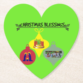 聖降誕祭の精神トリオ宗教オーナメント ペーパーコースター