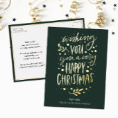 聖降誕祭の緑の台本のビジネスを楽しんでほしい 箔シーズンポストカード