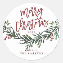 聖降誕祭の緑を書く ラウンドシール