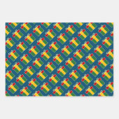 聖降誕祭の贈り物に秘密のサンタがサンタを招待 ラッピングペーパーシート (正面3)