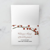 聖降誕祭の赤い漿果のお目出とう カード (内部)