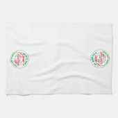 聖降誕祭の赤と緑の陽気を祈る キッチンタオル (横)