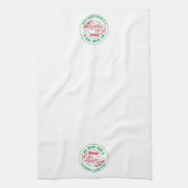 聖降誕祭の赤と緑の陽気を祈る キッチンタオル (縦)