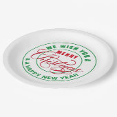 聖降誕祭の赤と緑の陽気を祈る ペーパープレート (アングル)